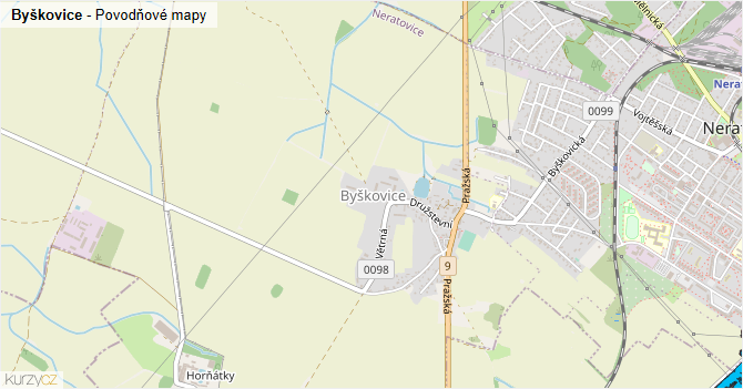 Byškovice - záplavové mapy stoleté vody