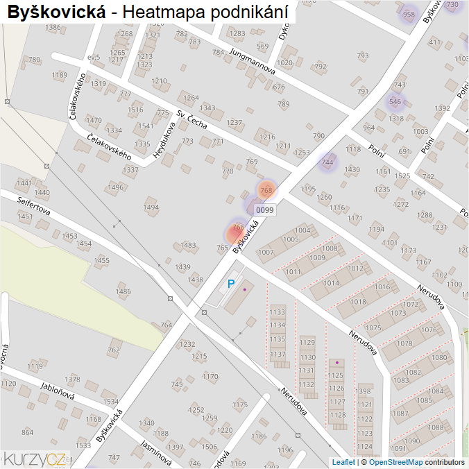 Mapa Byškovická - Firmy v ulici.