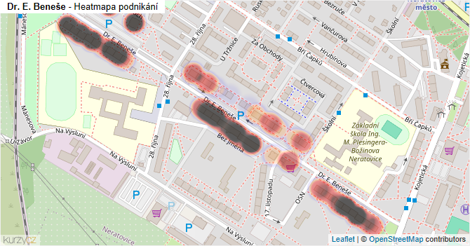 Dr. E. Beneše - mapa podnikání