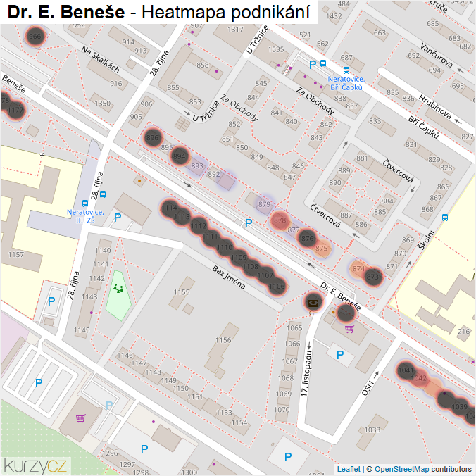 Mapa Dr. E. Beneše - Firmy v ulici.