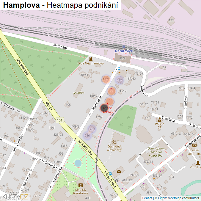 Mapa Hamplova - Firmy v ulici.