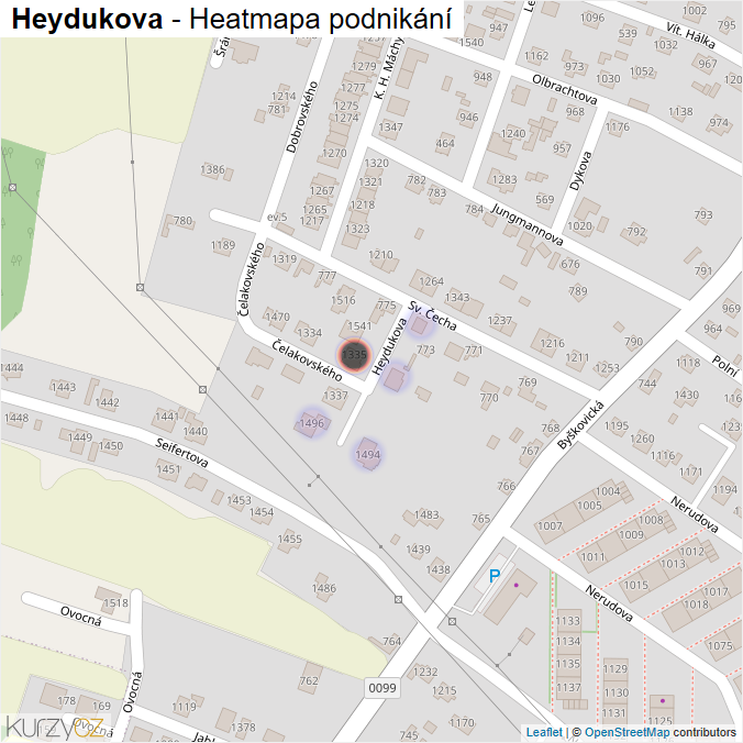 Mapa Heydukova - Firmy v ulici.