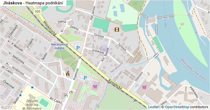 Jiráskova - mapa podnikání