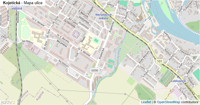 Kojetická - mapa ulice