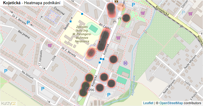 Kojetická - mapa podnikání