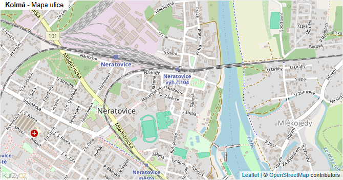 Kolmá - mapa ulice