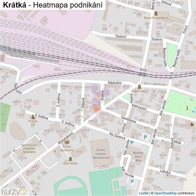 Mapa Krátká - Firmy v ulici.