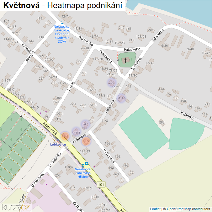 Mapa Květnová - Firmy v ulici.