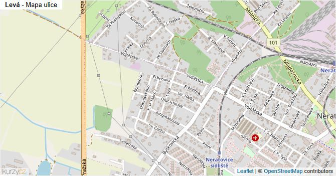 Levá - mapa ulice