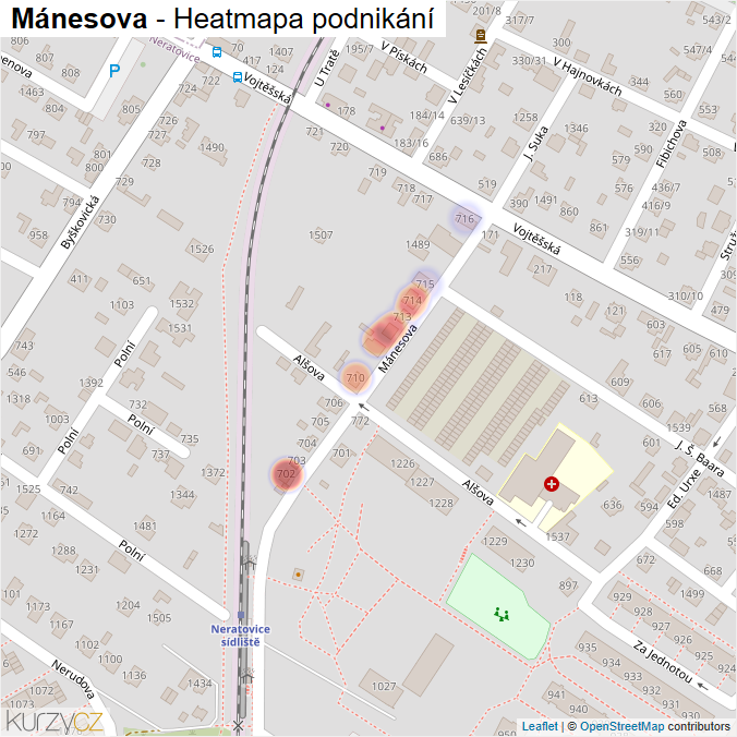 Mapa Mánesova - Firmy v ulici.