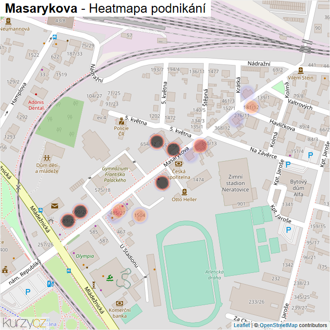 Mapa Masarykova - Firmy v ulici.