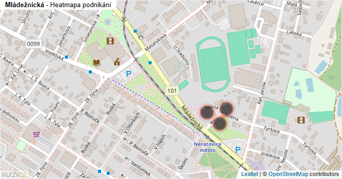 Mládežnická - mapa podnikání