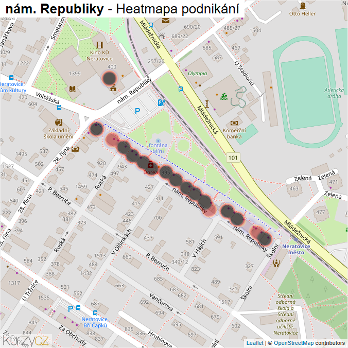 Mapa nám. Republiky - Firmy v ulici.