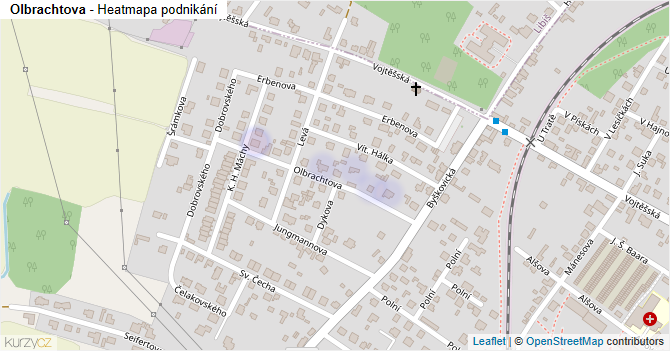 Olbrachtova - mapa podnikání