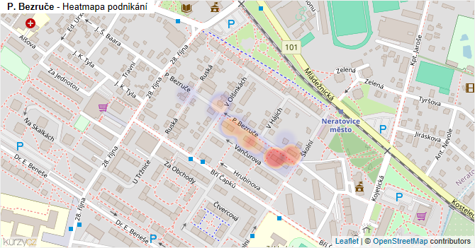 P. Bezruče - mapa podnikání