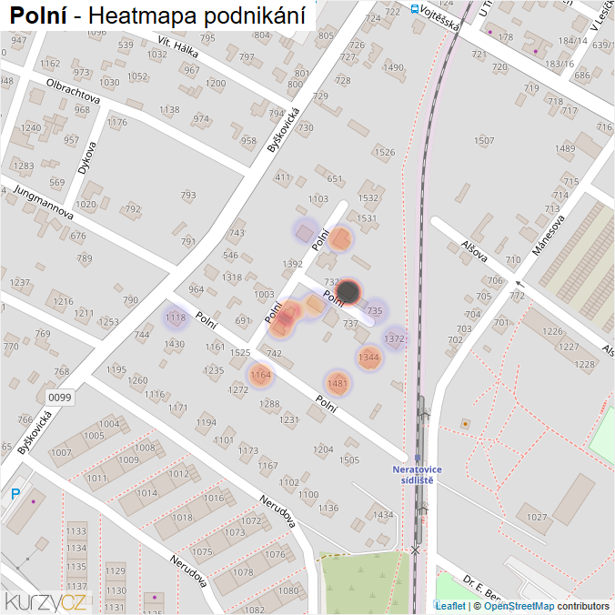 Mapa Polní - Firmy v ulici.