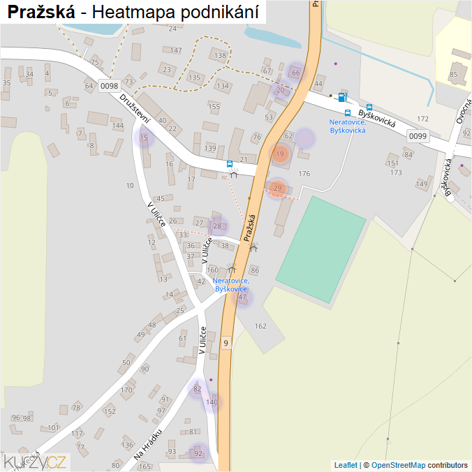 Mapa Pražská - Firmy v ulici.