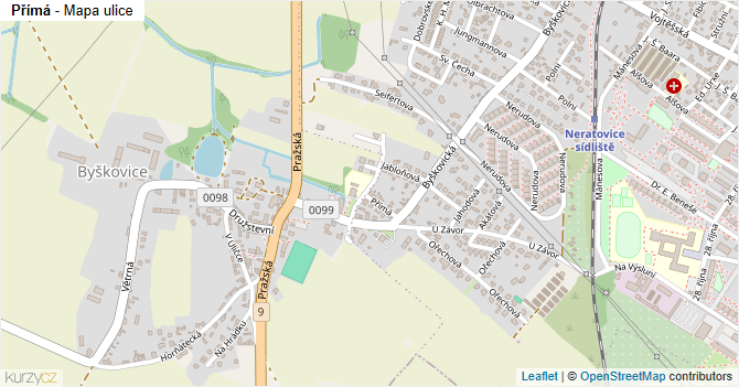 Přímá - mapa ulice