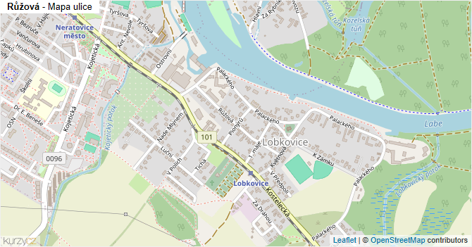 Růžová - mapa ulice