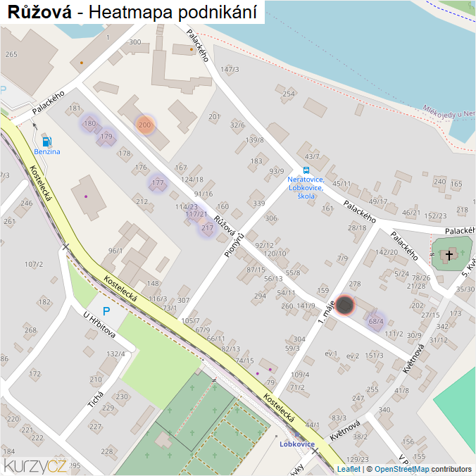 Mapa Růžová - Firmy v ulici.