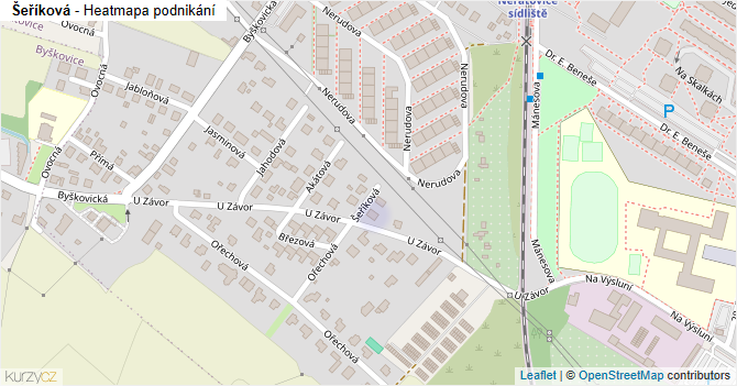 Šeříková - mapa podnikání