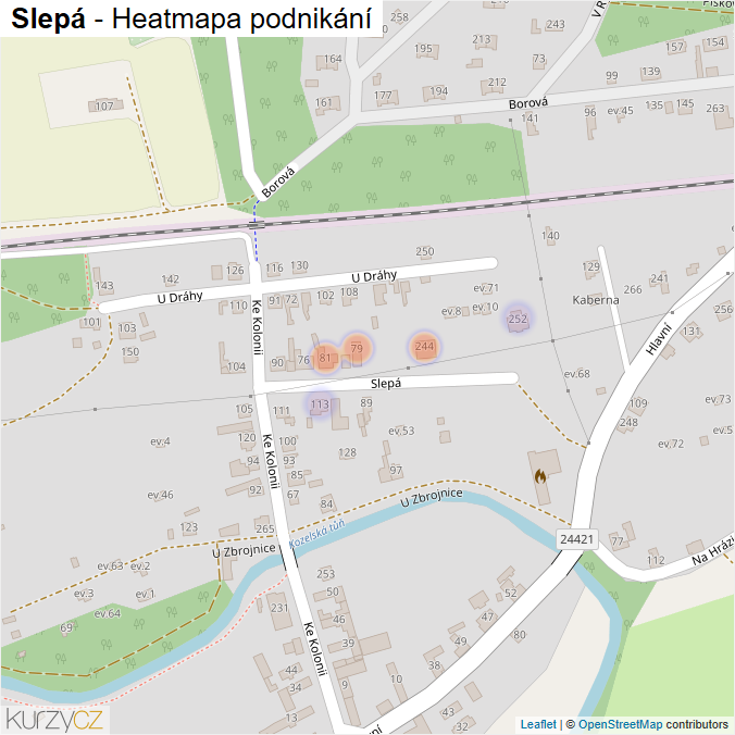 Mapa Slepá - Firmy v ulici.