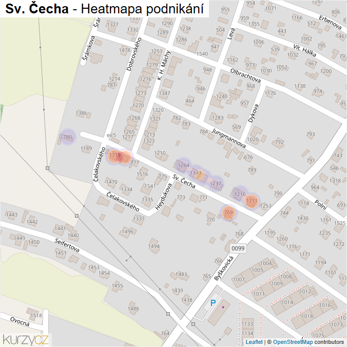 Mapa Sv. Čecha - Firmy v ulici.