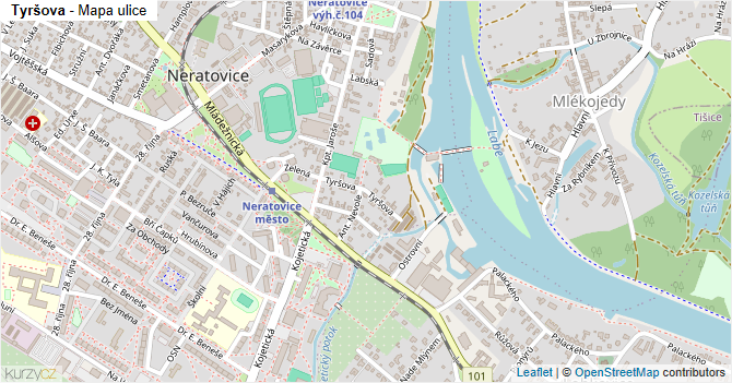 Tyršova - mapa ulice