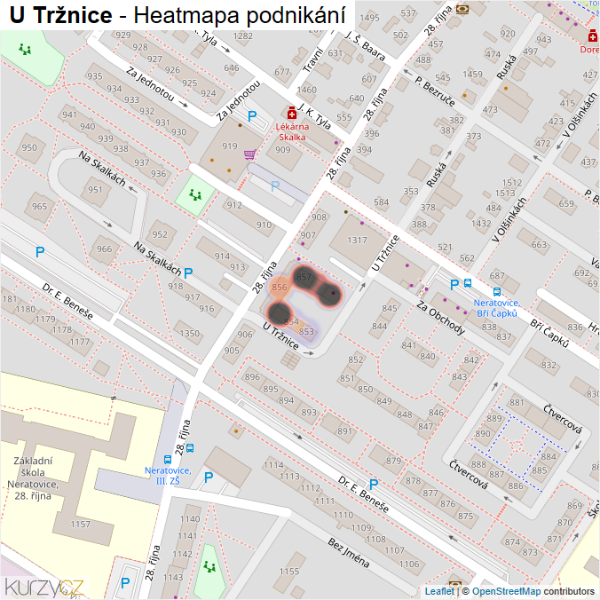 Mapa U Tržnice - Firmy v ulici.