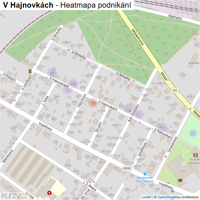Mapa V Hajnovkách - Firmy v ulici.