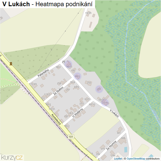 Mapa V Lukách - Firmy v ulici.