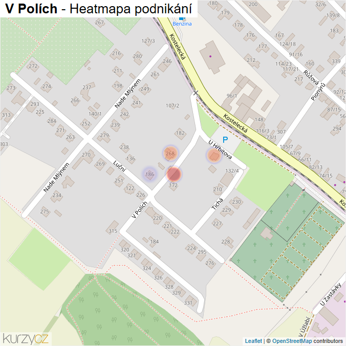 Mapa V Polích - Firmy v ulici.