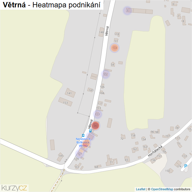 Mapa Větrná - Firmy v ulici.