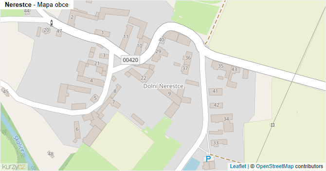 Nerestce - mapa obce