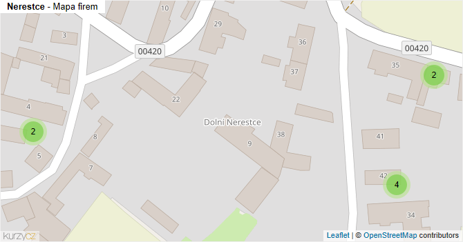 Nerestce - mapa firem