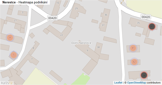 Nerestce - mapa podnikání