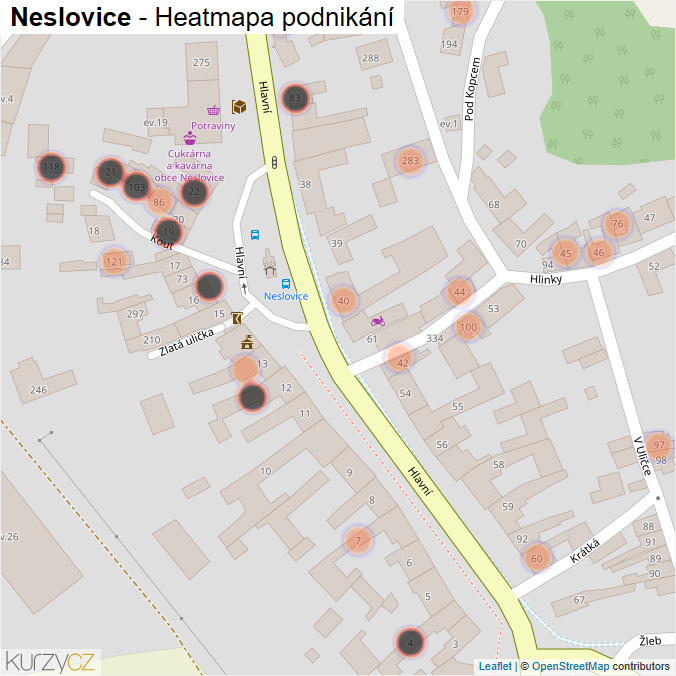 Mapa Neslovice - Firmy v obci.