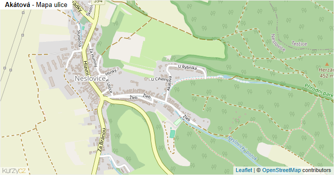 Akátová - mapa ulice