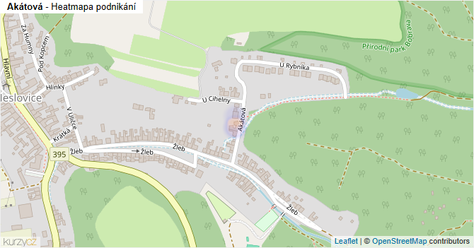 Akátová - mapa podnikání