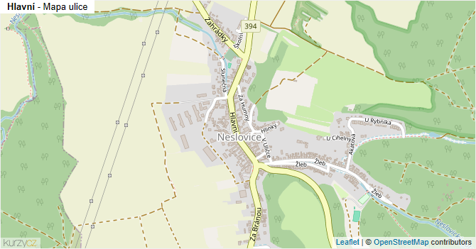Hlavní - mapa ulice