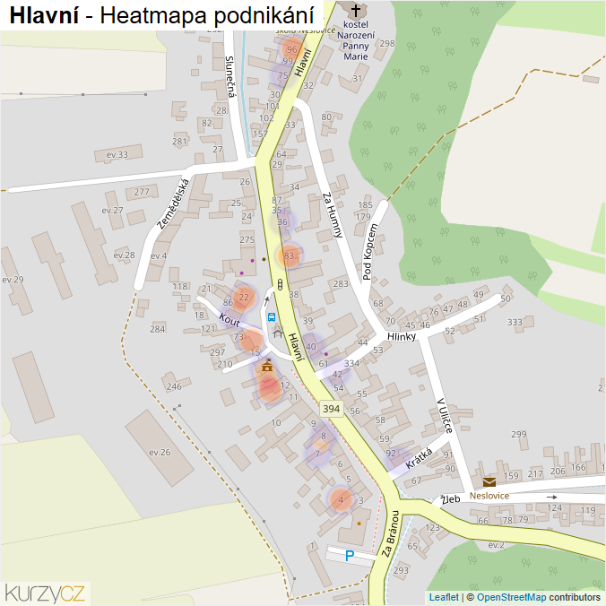 Mapa Hlavní - Firmy v ulici.