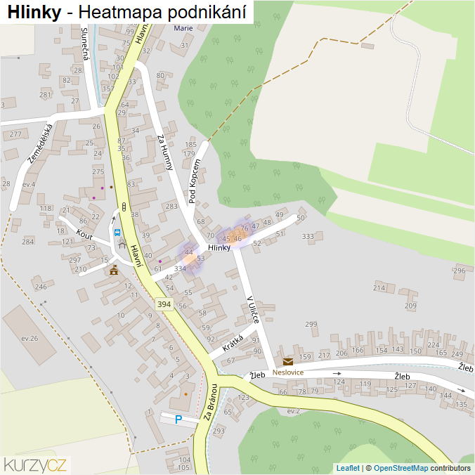 Mapa Hlinky - Firmy v ulici.