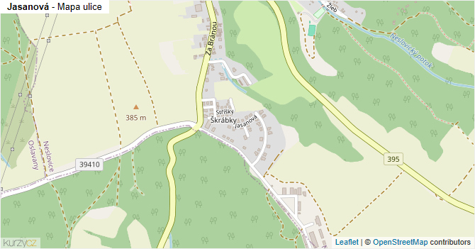 Jasanová - mapa ulice