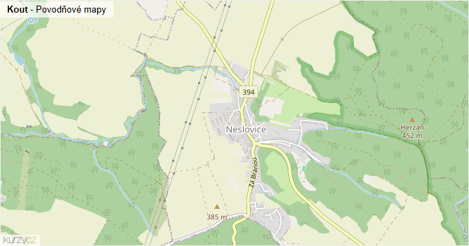 Kout - záplavové mapy stoleté vody