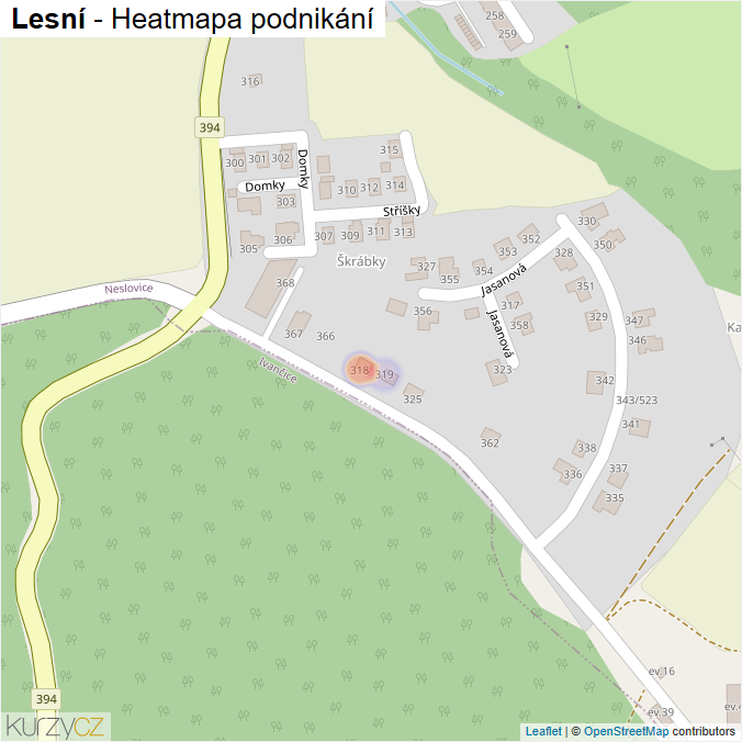 Mapa Lesní - Firmy v ulici.