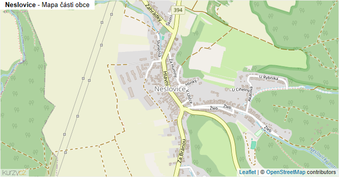 Neslovice - mapa části obce