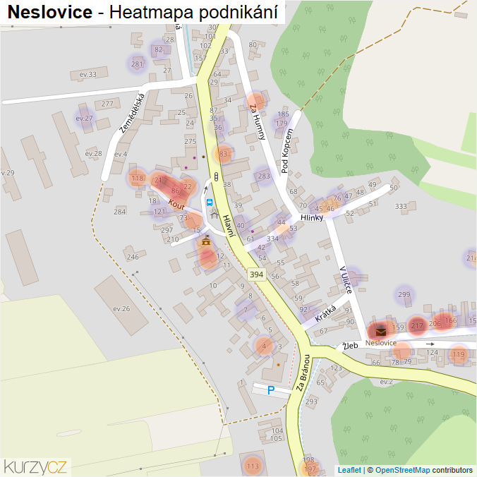 Mapa Neslovice - Firmy v části obce.