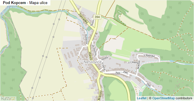Pod Kopcem - mapa ulice