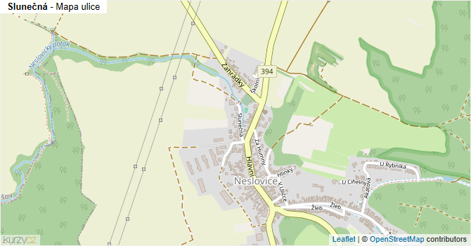 Slunečná - mapa ulice