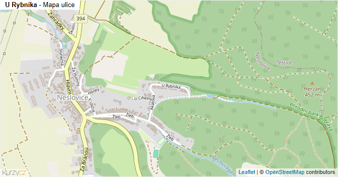 U Rybníka - mapa ulice